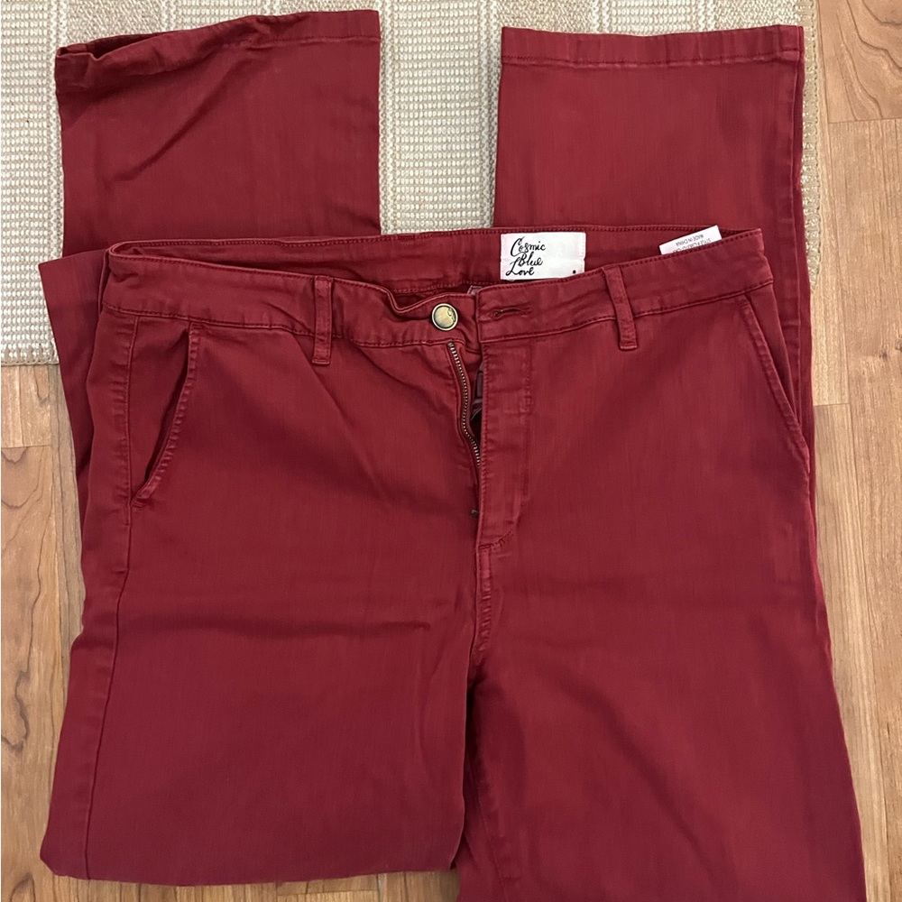 Red flare pants